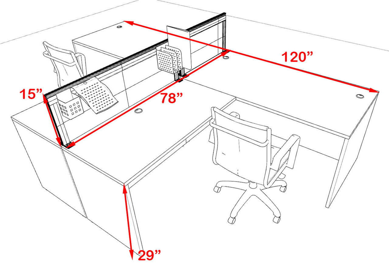 Two Person L Shape Modern Aluminum Organizer Divider Office Workstation Desk Set, #OT-SUL-SPS75